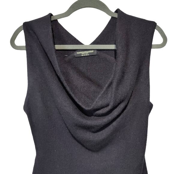All Saints Women's Sz 6 Benedicta Black Wool Cowl Neck Sleeveless Sheath Dress - Picture 2 of 6